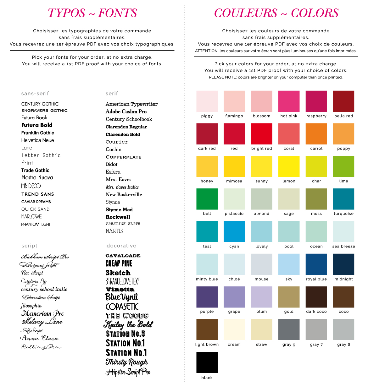 customization options